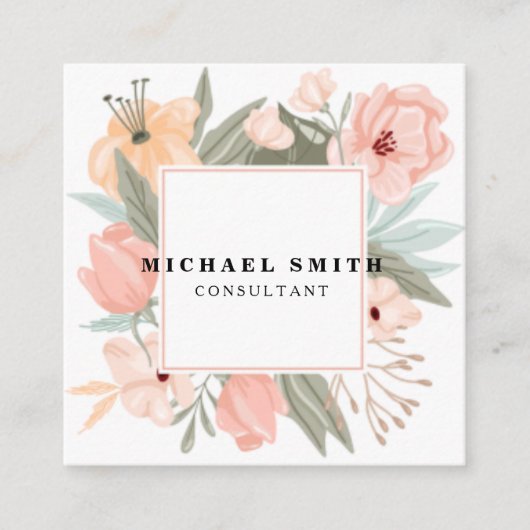 Aangepaste minimalistische moderne QR-code Logo Vierkante Visitekaartje (Voorkant)