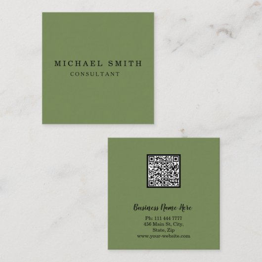 Aangepaste minimalistische moderne QR-code Logo Vierkante Visitekaartje (Voorkant / Achterkant)