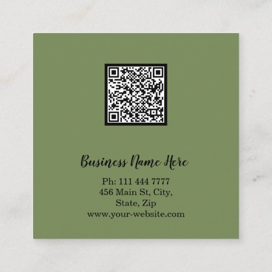 Aangepaste minimalistische moderne QR-code Logo Vierkante Visitekaartje (Achterkant)