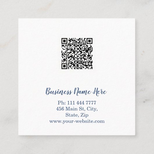 Aangepaste minimalistische moderne QR-code Logo Vierkante Visitekaartje (Achterkant)