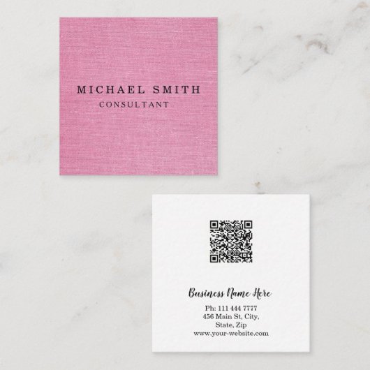 Aangepaste minimalistische moderne QR-code Logo Vierkante Visitekaartje (Voorkant / Achterkant)