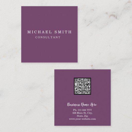 Aangepaste minimalistische moderne QR-code Logo Vierkante Visitekaartje (Voorkant / Achterkant)