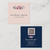 Aangepaste minimalistische moderne QR-code Logo Vierkante Visitekaartje (Voorkant / Achterkant)