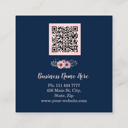 Aangepaste minimalistische moderne QR-code Logo Vierkante Visitekaartje (Achterkant)