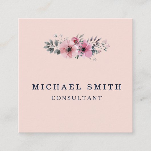 Aangepaste minimalistische moderne QR-code Logo Vierkante Visitekaartje (Voorkant)