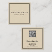 Aangepaste minimalistische moderne QR-code Logo Vierkante Visitekaartje (Voorkant / Achterkant)