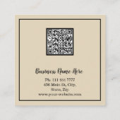 Aangepaste minimalistische moderne QR-code Logo Vierkante Visitekaartje (Achterkant)