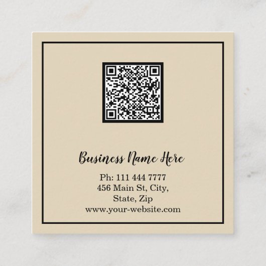 Aangepaste minimalistische moderne QR-code Logo Vierkante Visitekaartje (Achterkant)