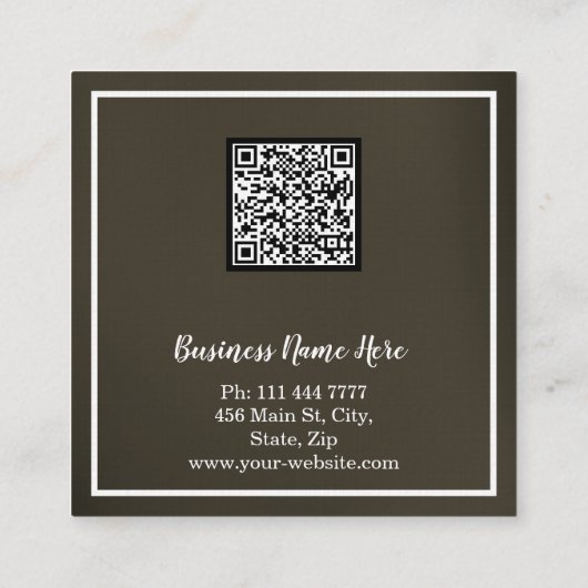 Aangepaste minimalistische moderne QR-code Logo Vierkante Visitekaartje (Achterkant)