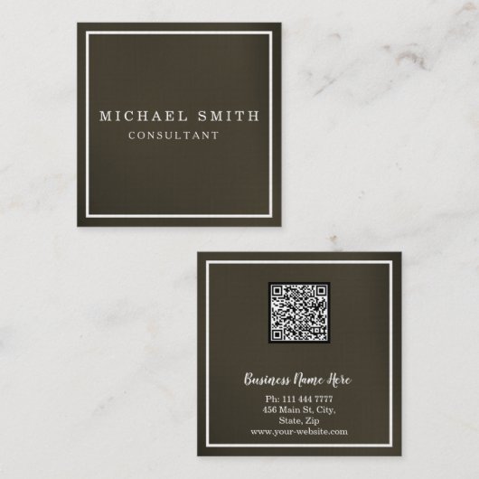 Aangepaste minimalistische moderne QR-code Logo Vierkante Visitekaartje (Voorkant / Achterkant)