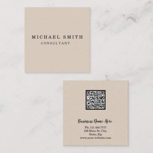 Aangepaste minimalistische moderne QR-code Logo Vierkante Visitekaartje (Voorkant / Achterkant)