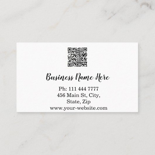 Aangepaste minimalistische moderne QR-code Logo Visitekaartje (Achterkant)
