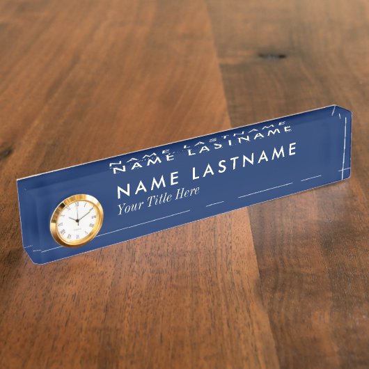 Aangepaste minimalistische Navy Blue Basic Naam Bo Naambordje (Zijkant)