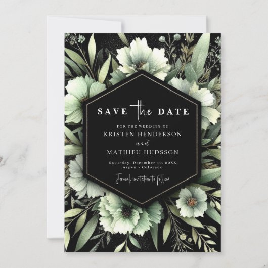 Aangepaste minimalistische romantische salie groen save the date (Voorkant)