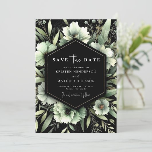 Aangepaste minimalistische romantische salie groen save the date (Staand voorkant)