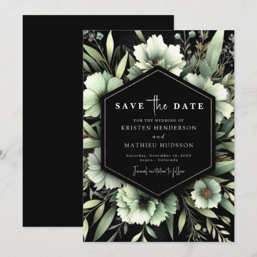 Aangepaste minimalistische romantische salie groen save the date (Voorkant / Achterkant)