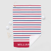 Aangepaste minimalistische roze en blauwe strepen  golfhanddoek (Insitu)