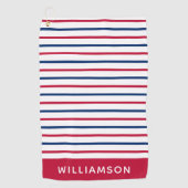 Aangepaste minimalistische roze en blauwe strepen  golfhanddoek (Voorkant)