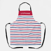 Aangepaste minimalistische roze en blauwe strepen  schort (Voorkant)