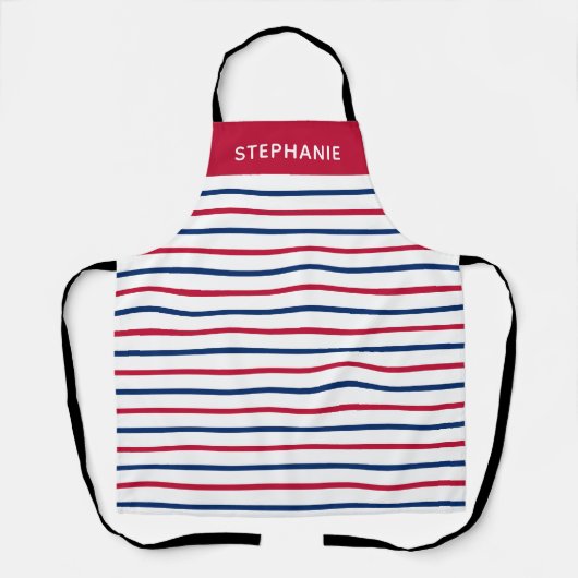 Aangepaste minimalistische roze en blauwe strepen  schort (Voorkant)