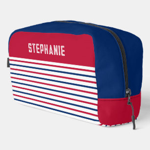 Aangepaste minimalistische roze en blauwe strepen  toilettasje