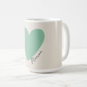 Aangepaste minimalistische Seafoam Green Mint Hear Koffiemok (Voorkant rechts)