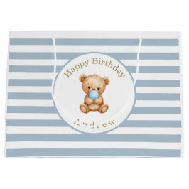 Aangepaste minimalistische strepen teddybeer groot cadeauzakje