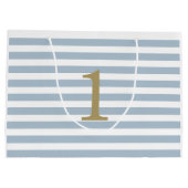 Aangepaste minimalistische strepen teddybeer groot cadeauzakje (Achterkant)