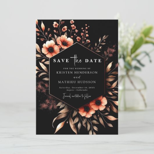 Aangepaste minimalistische terracotta bruiloft save the date (Staand voorkant)