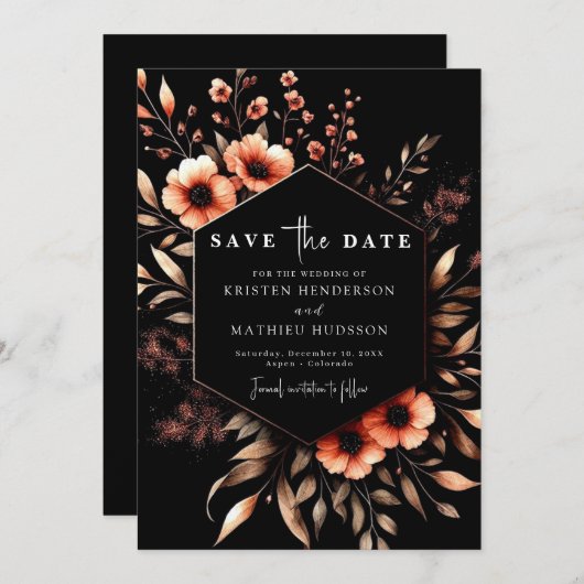 Aangepaste minimalistische terracotta bruiloft save the date (Voorkant / Achterkant)