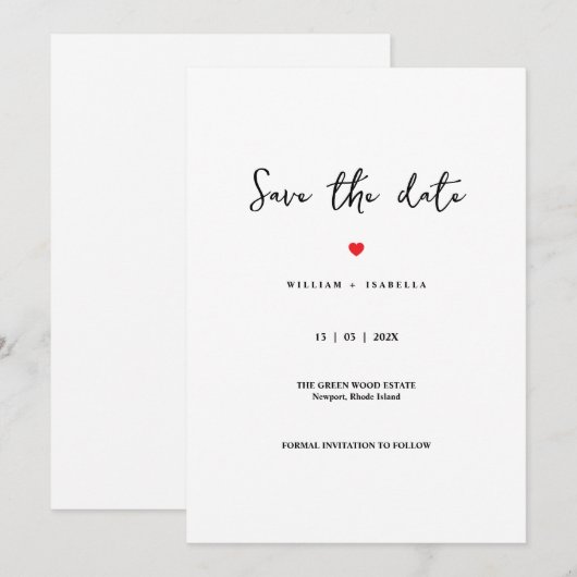 Aangepaste Minimalistische Trouw Save the Date (Voorkant / Achterkant)