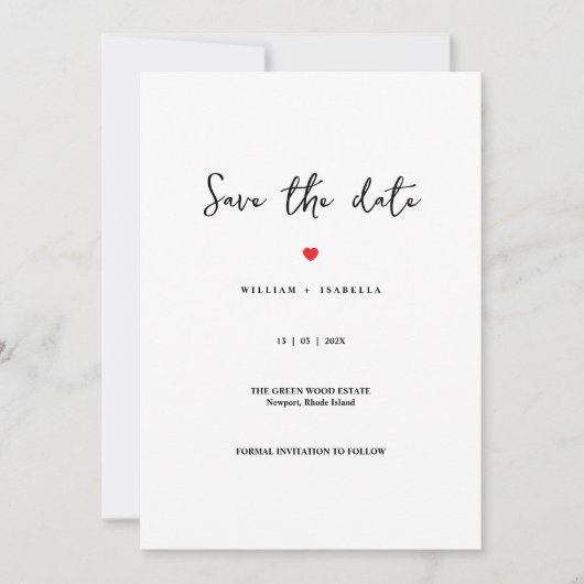 Aangepaste Minimalistische Trouw Save the Date (Voorkant)