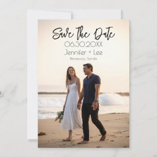 Aangepaste Minimalistische Trouwfoto Save the Date Kaart