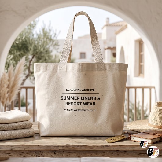 Aangepaste Minimalistische Typografie Seizoensarch Grote Tote Bag