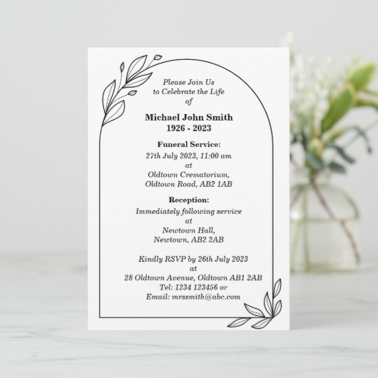 Aangepaste minimalistische uitvaart Kaart (Staand voorkant)