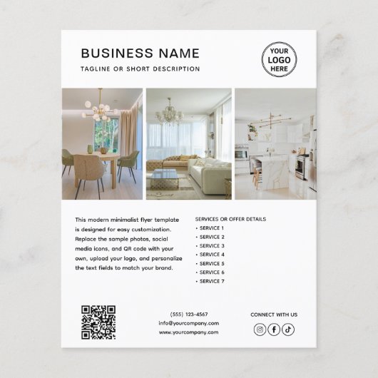 Aangepaste minimalistische witte marketingbedrijfs flyer (Voorkant)