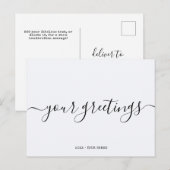 Aangepaste minimalistische witte universele groete briefkaart (Voorkant / Achterkant)