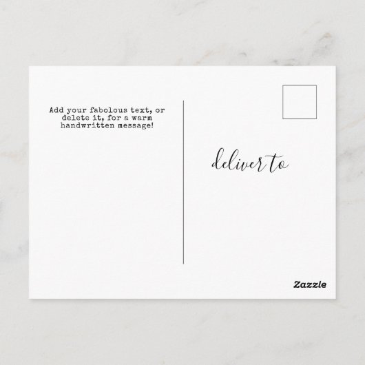 Aangepaste minimalistische witte universele groetk briefkaart (Achterkant)
