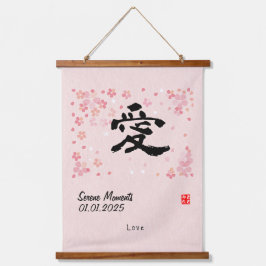 Aangepaste Minimalistische Zen Japanse Kanji Kalli Hangend Wandkleed