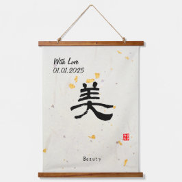Aangepaste Minimalistische Zen Japanse Kanji Kalli Hangend Wandkleed
