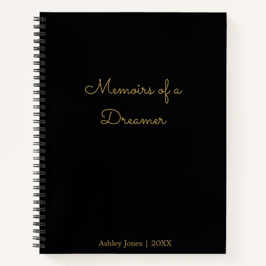 Aangepaste minimalistische zwart goud memoires van notitieboek (Voorkant)
