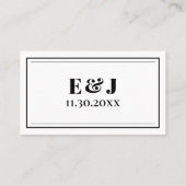 Aangepaste minimalistische zwart-wit bruiloft plaatskaartje (Achterkant)