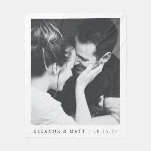 Aangepaste minimalistische zwart wit paar foto bru fleece deken