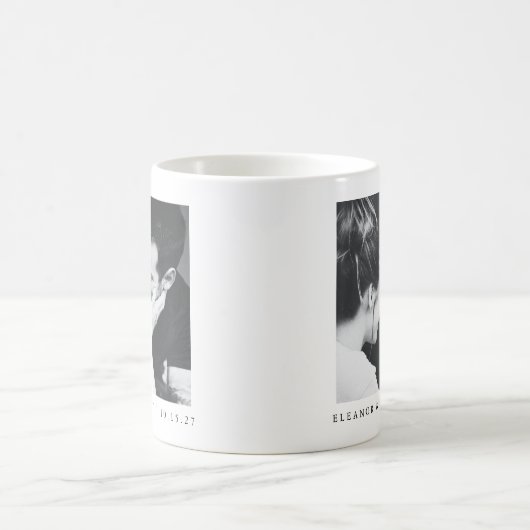 Aangepaste minimalistische zwart wit paar foto bru koffiemok (Center)