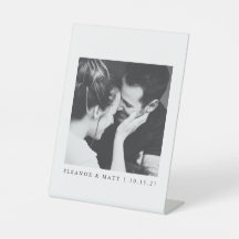 Aangepaste minimalistische zwart wit paar foto bru