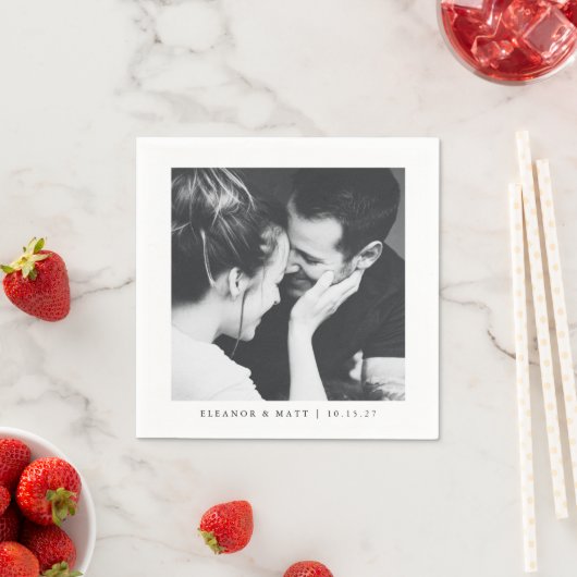 Aangepaste minimalistische zwart wit paar foto bru servet (Insitu)