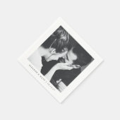 Aangepaste minimalistische zwart wit paar foto bru servet (Hoek)