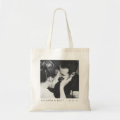 Aangepaste minimalistische zwart wit paar foto bru tote bag (Voorkant)