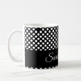 Aangepaste minimalistische zwarte en witte polka s koffiemok
