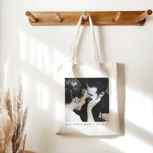 Aangepaste Minimalistische Zwarte Witte Koppel Fot Tote Bag